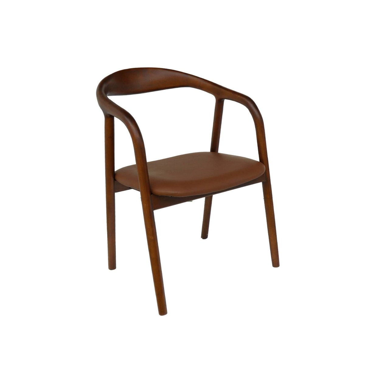 Fauteuil bois d'hévéa et simili cuir (lot de 2) SARA noyer, SWEEEK