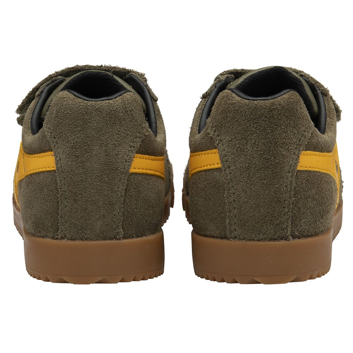 Baskets cuir Harrier Strap kaki/jaune, GOLA