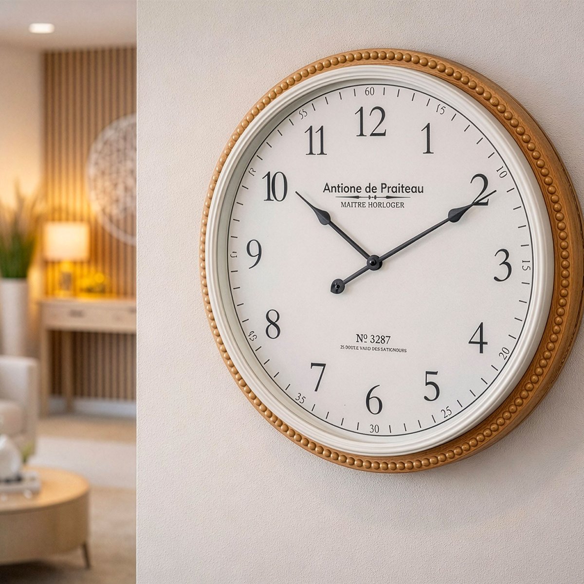 Grande horloge murale bois 65x65x6.5cm bois, WADIGA