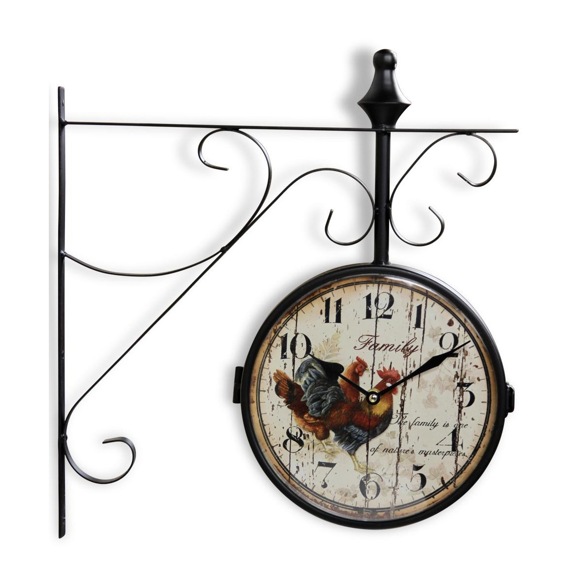 Horloge de gare ancienne double face family noir, DECORATION D’AUTREFOIS