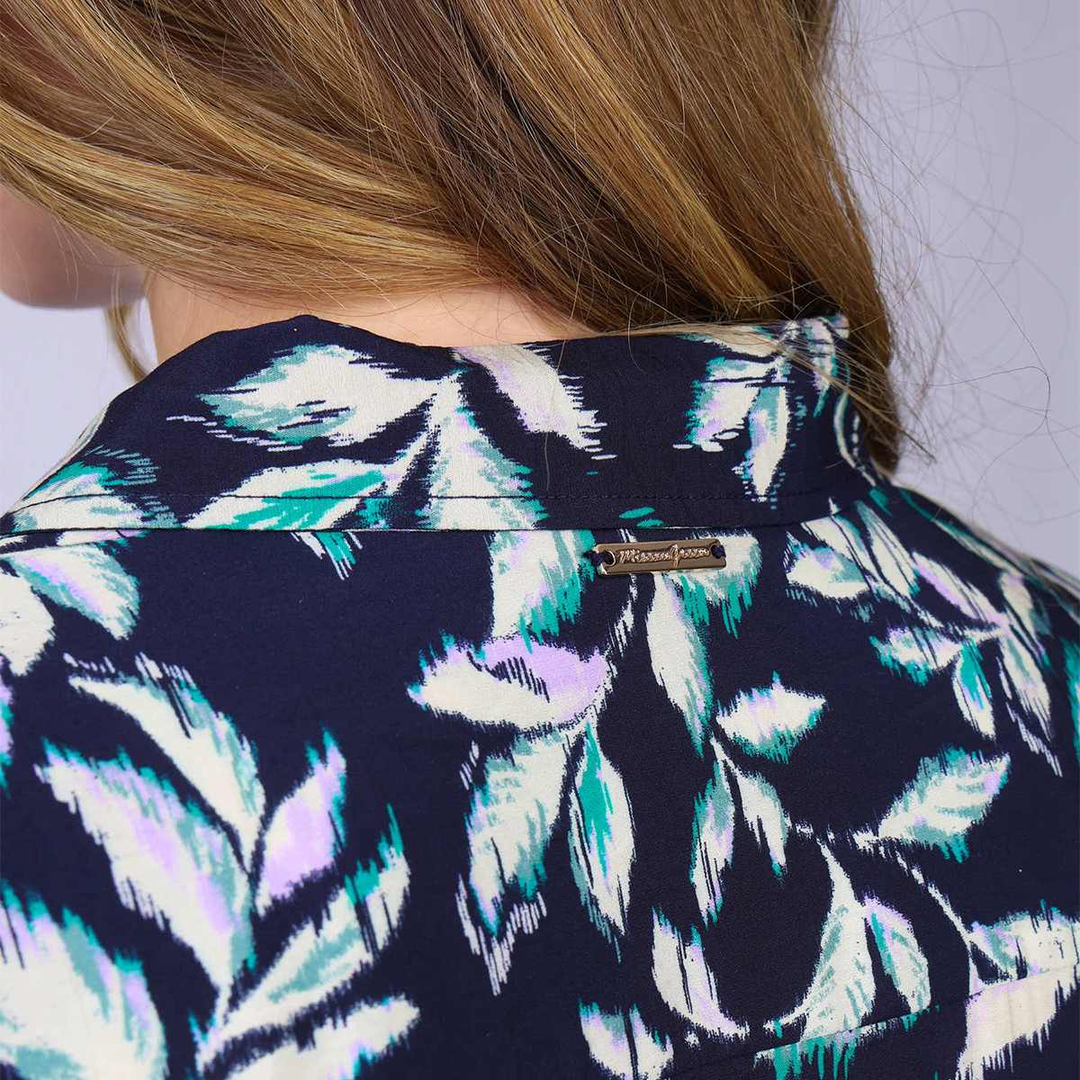 Robe mini imprimée bleu marine, MISE AU GREEN
