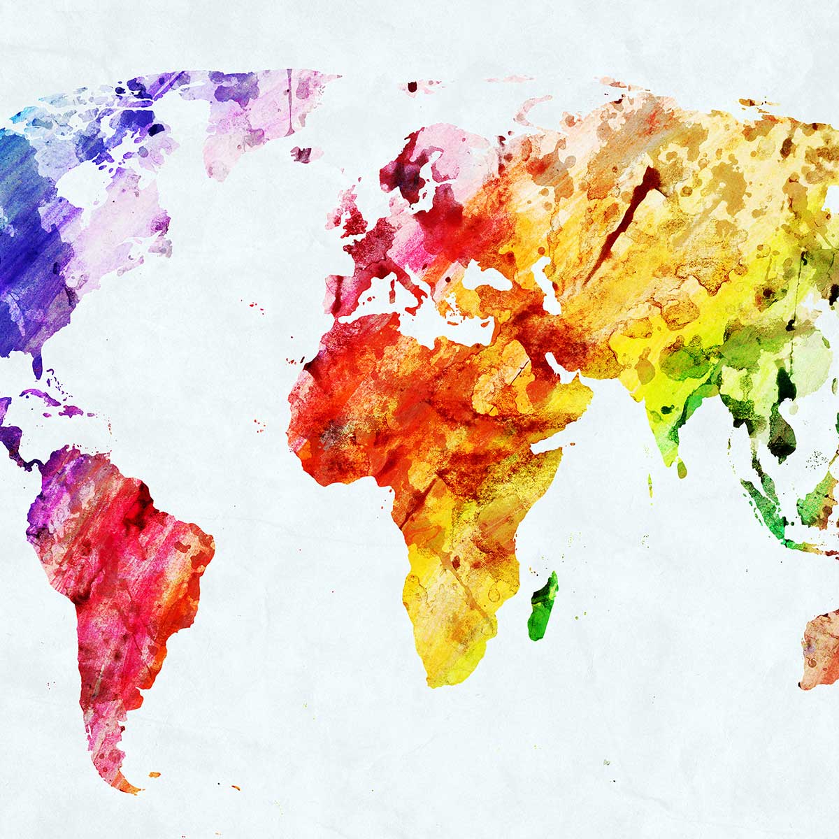 Tableau carte du monde multicolore tableau alu dibond, HEXOA