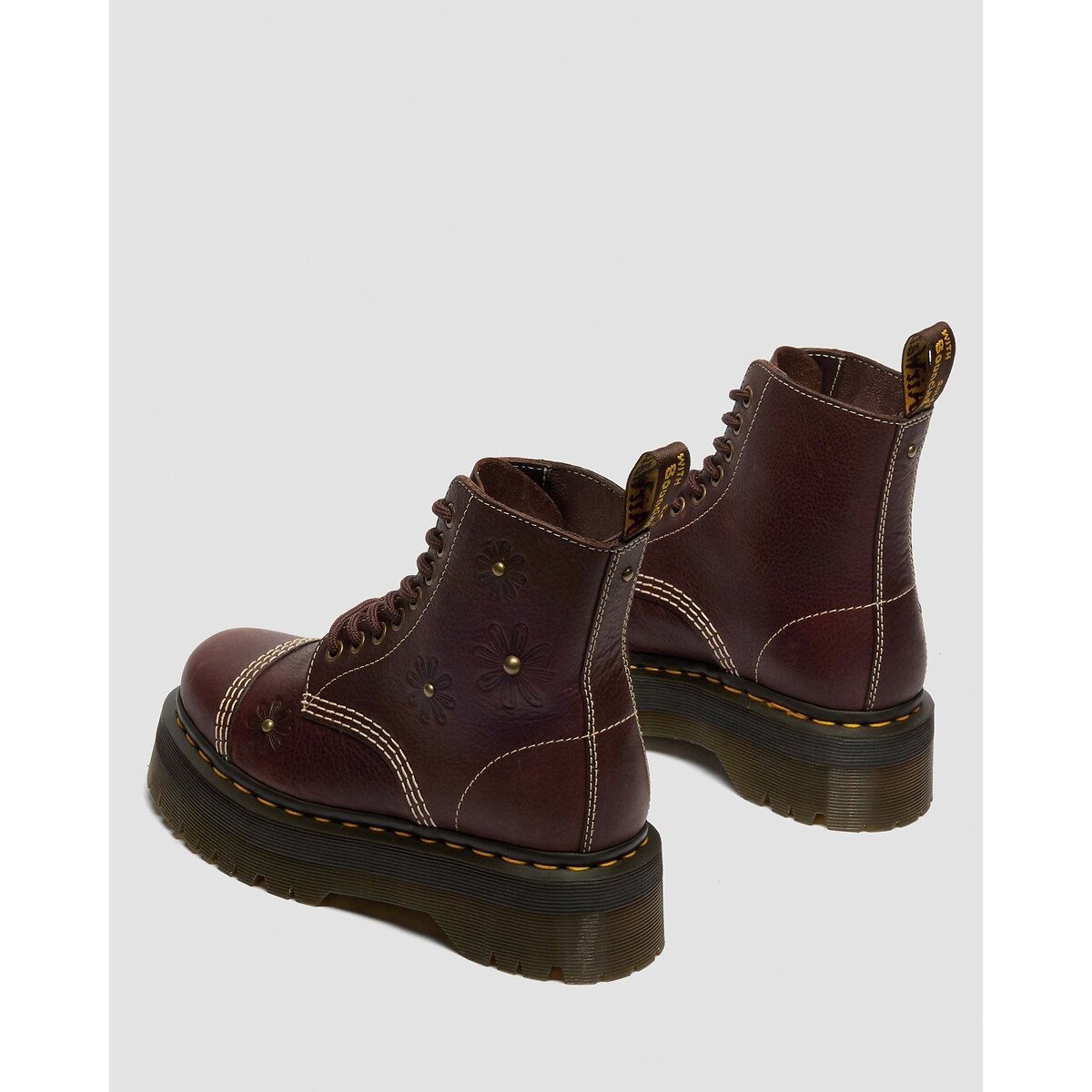 Boots Sinclair brodées en cuir Grizzly marron, DR. MARTENS
