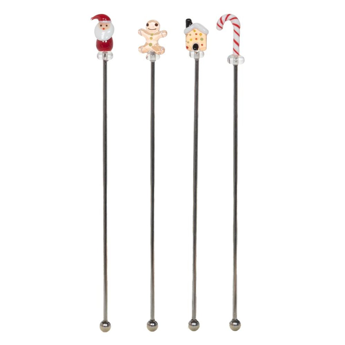 Coffret 4 agitateurs metal noel couleur unique, AMADEUS
