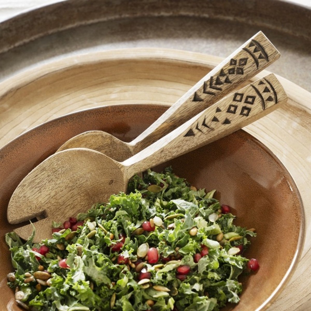 Couverts à salade bois bois clair, MADAM STOLTZ