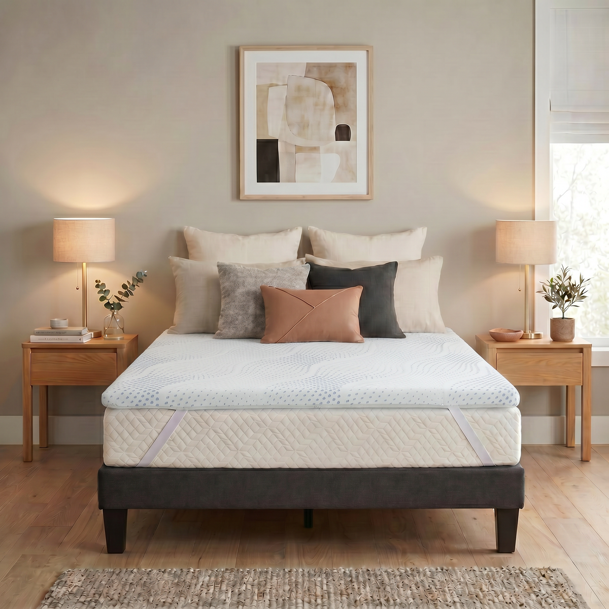 Surmatelas Viscotouch - Mémoire de forme + gel thermorégulant - Fabriqué en France - 5 cm d'épaisseur blanc, BELLECOUR