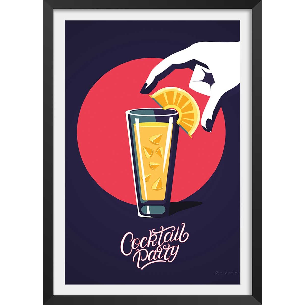 Affiche cuisine Cocktail party affiche + cadre en bois - noir, HEXOA