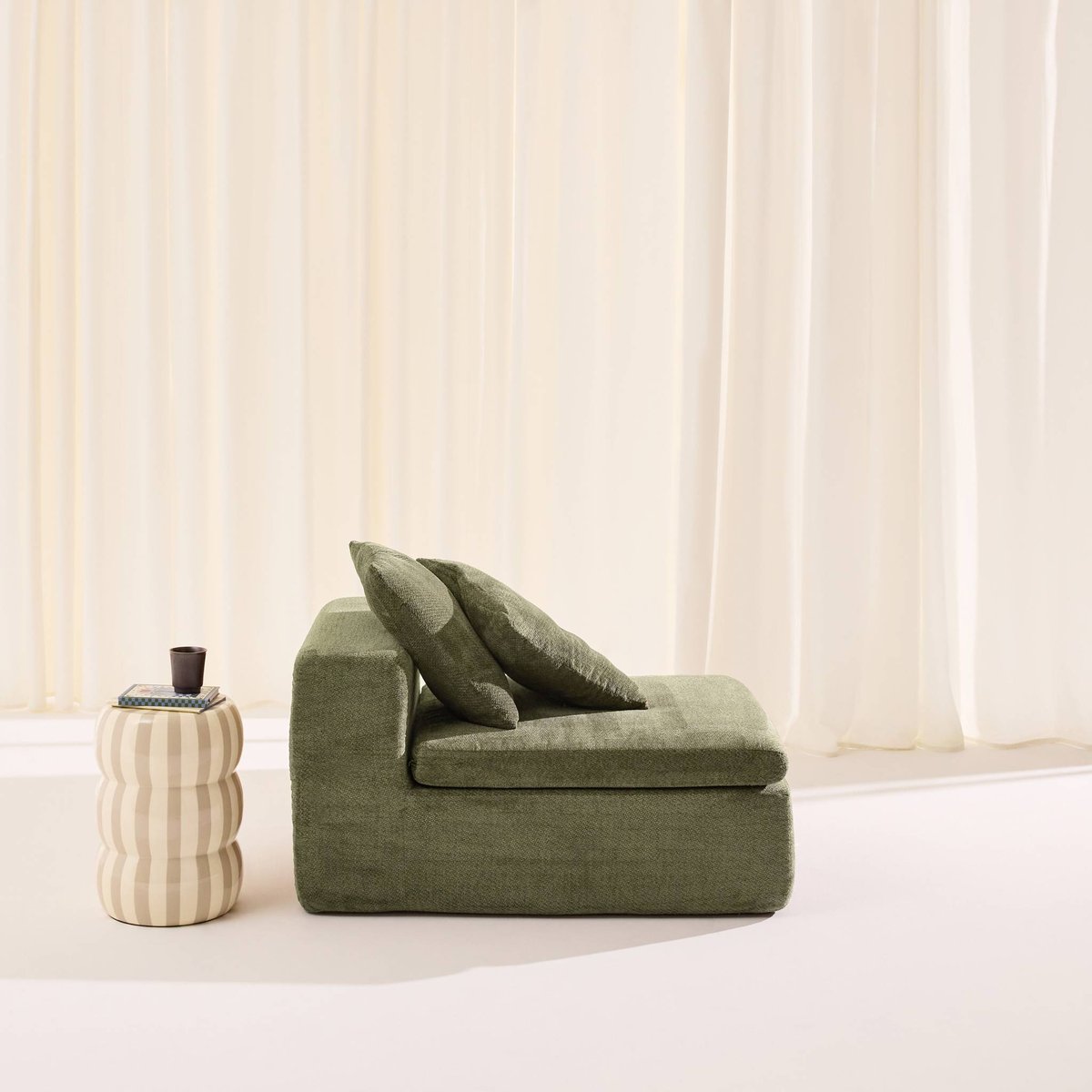 Fauteuil compressé pour canapé modulable tissu chenille 1 place MOVI blanc, SWEEEK