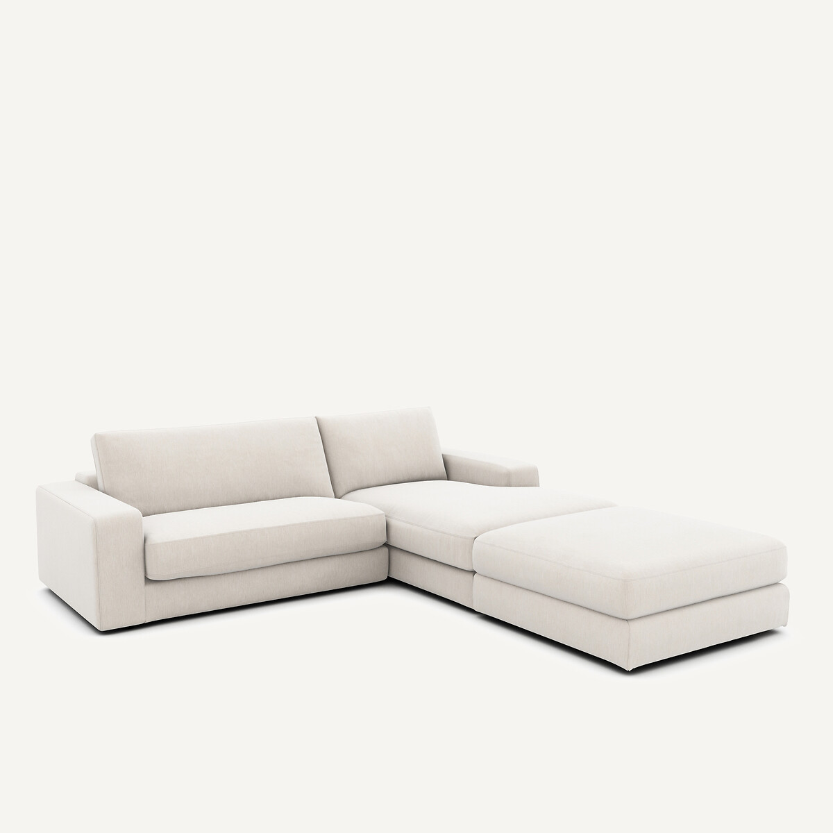 Canapé d'angle, en velours chenille, Skander blanc, AM.PM