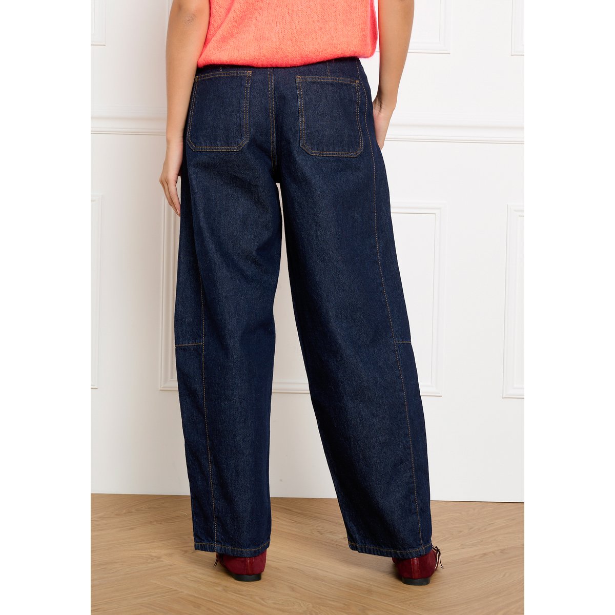 Jean barrel taille haute dark blue, LOLALIZA