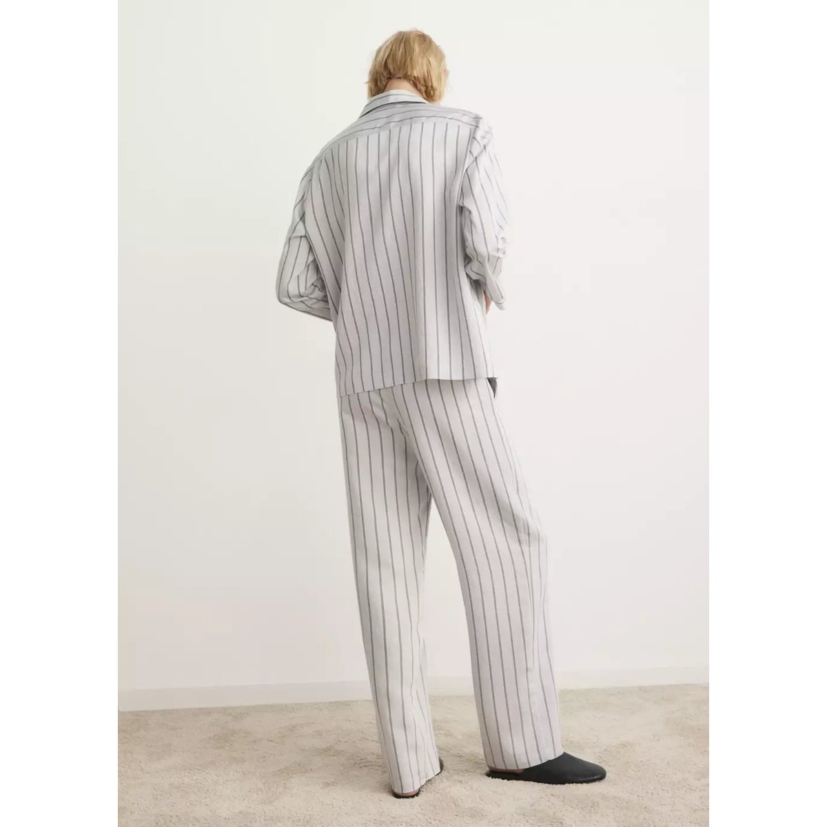 Pantalon pyjama rayures gris, MANGO