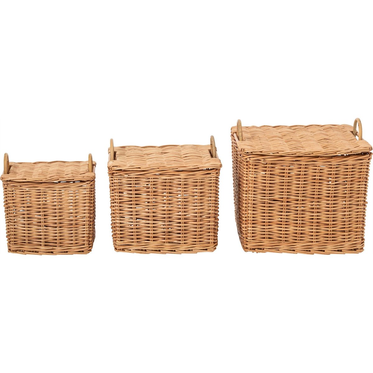 Set de 3 paniers en osier avec anses naturel, RECOLLECTION