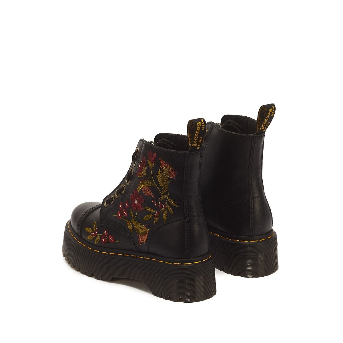 Boots plateformes Sinclair Floral en cuir Wanama noir, DR. MARTENS