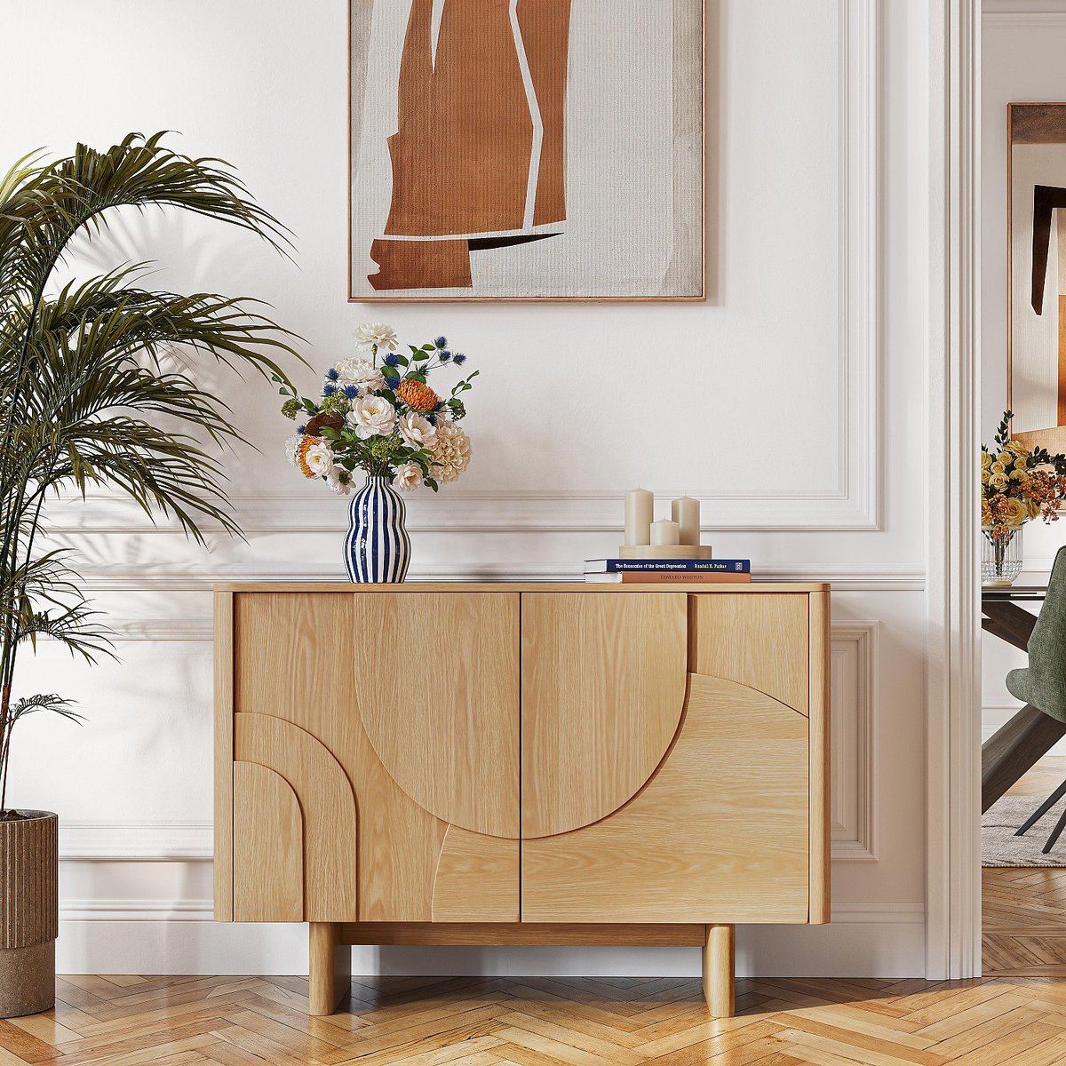 Buffet bas 2 portes en chêne MILORD naturel clair, HABITAT