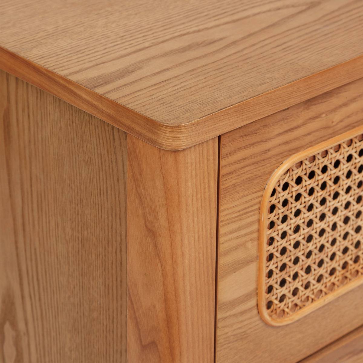 Commode 3 tiroirs cannage en rotin TIRIA marron, ATMOSPHERA