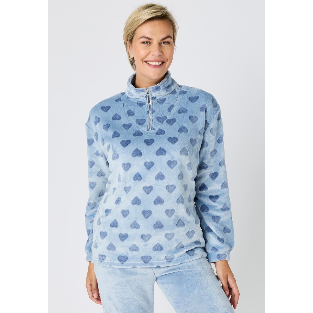 Pyjama Thermolactyl maille polaire embossée bleu grisé, DAMART