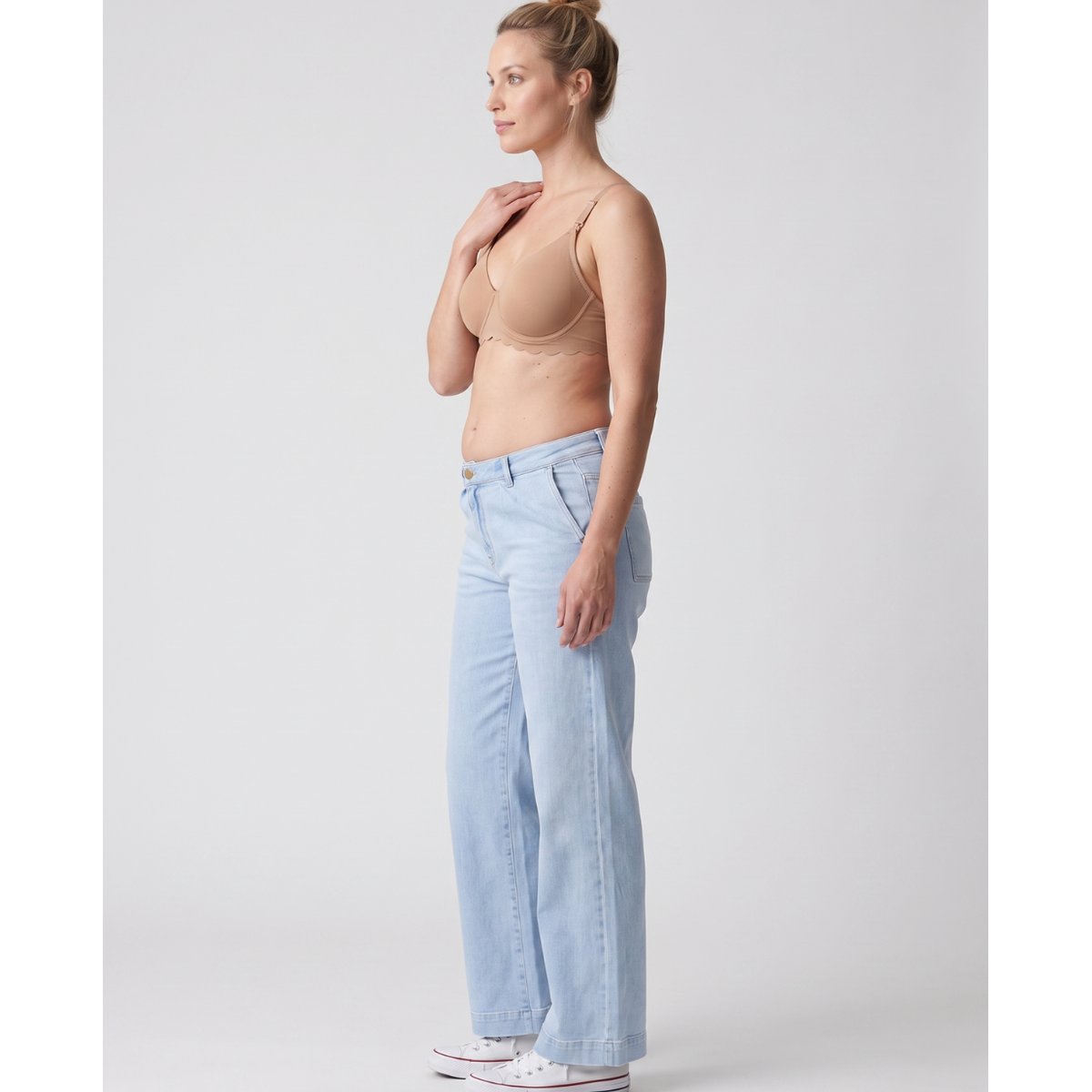 Jean de grossesse wide leg Kelly light blue, CACHE COEUR