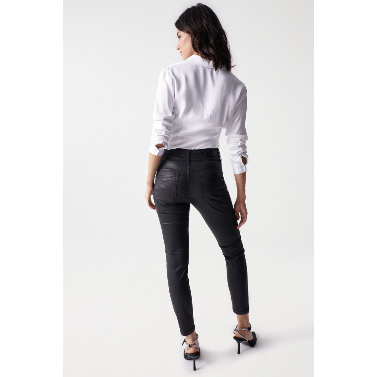 JEAN SECRET PUSH IN CROPPED SKINNY noir, SALSA JEANS
