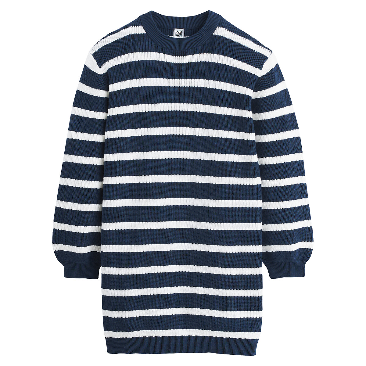 Striped Jumper Dress with Long Sleeves navy blue/ecru, LA REDOUTE COLLECTIONS