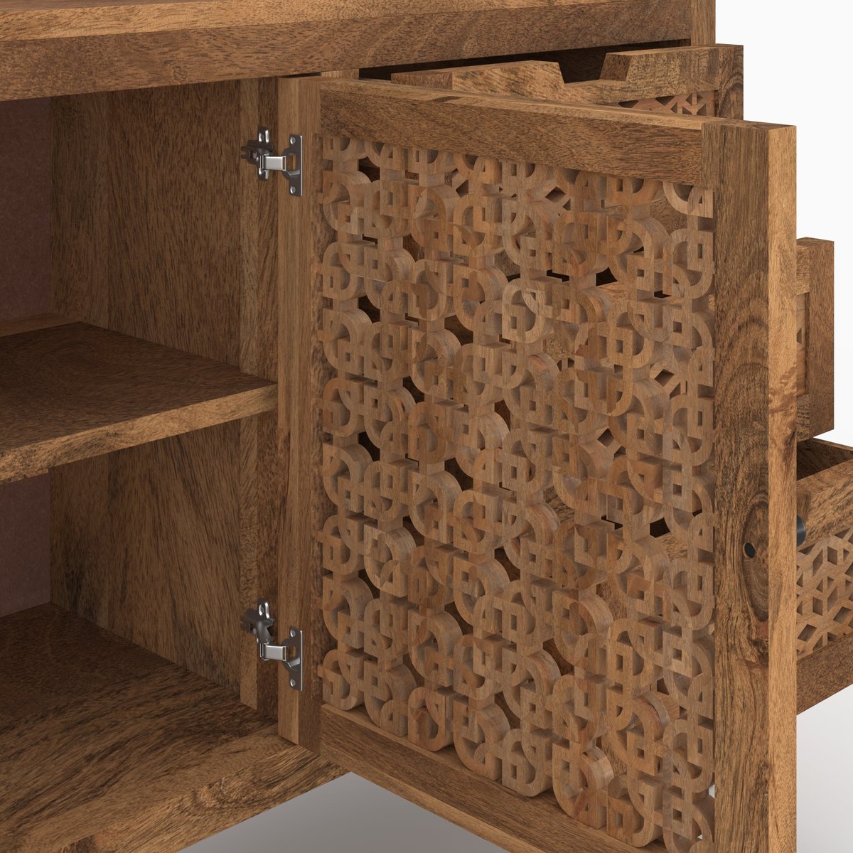 Buffet ajouré en bois de manguier - JAYA bois foncé, MAISON PAVANE