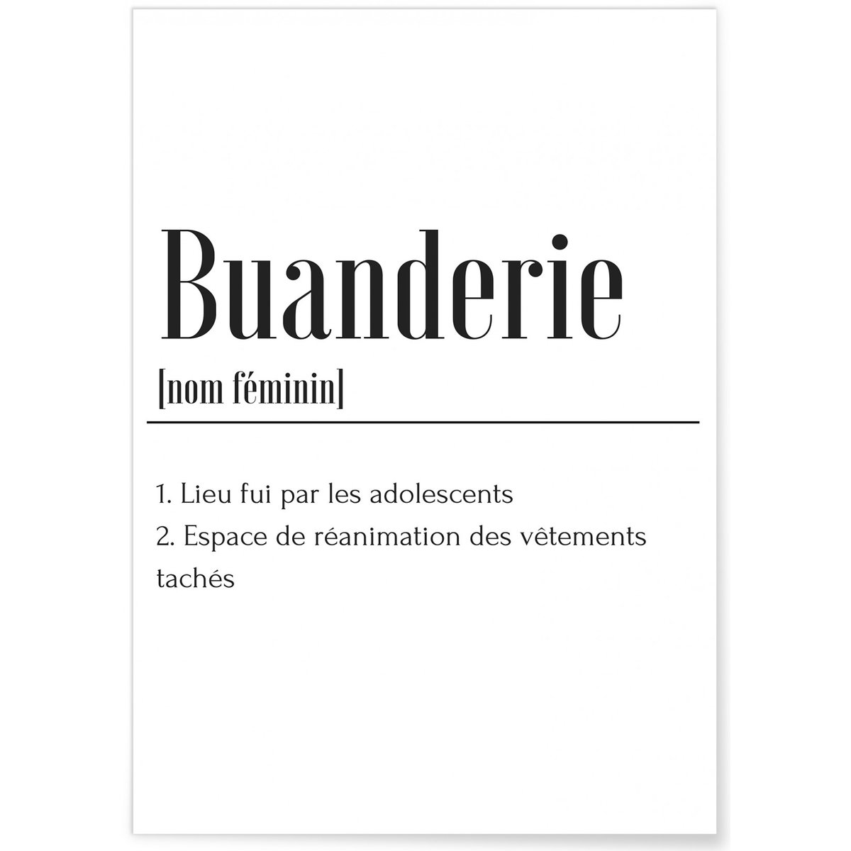 Affiche définition Buanderie blanc, L'AFFICHERIE