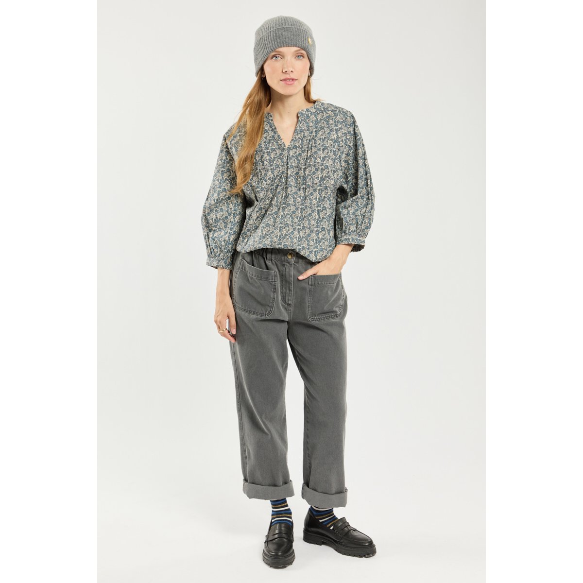Blouse imprimée - coton imprimé nature/fleurs fusa, TERRE & MER