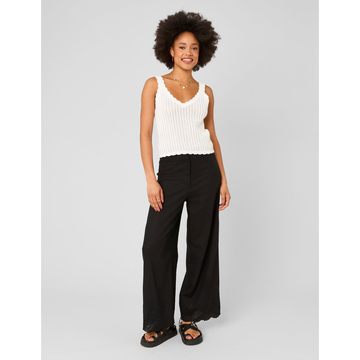 Pantalon broderie noir, BZB