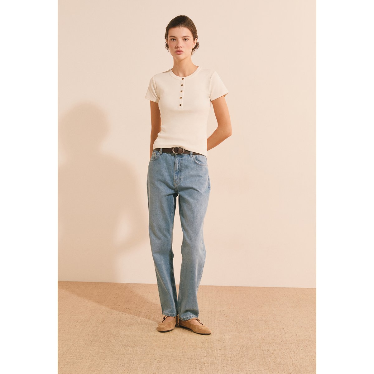 T-shirt manches courtes en coton ABBY dune, ETAM