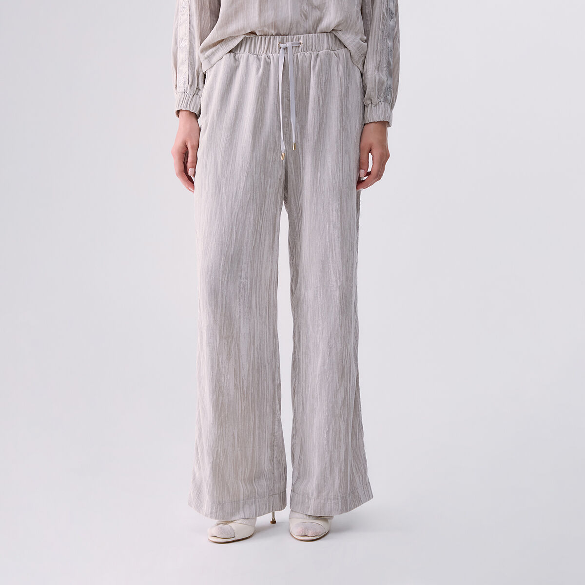 Pantalon en velours crinkle blanc, LIU JO
