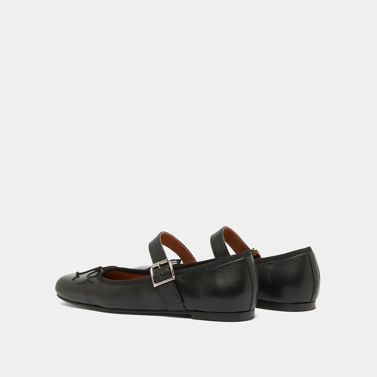 Ballerines babies en cuir, Dominante noir, JONAK