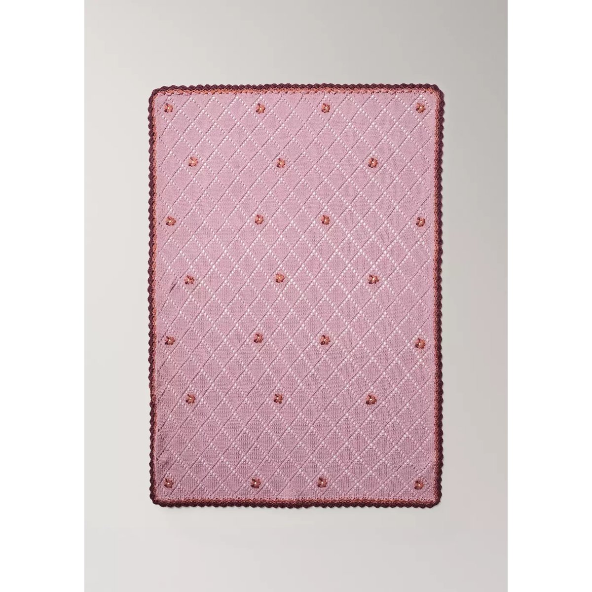 Plaid en maille à motif floral en mélange de laine violet clair/pastel, MANGO HOME