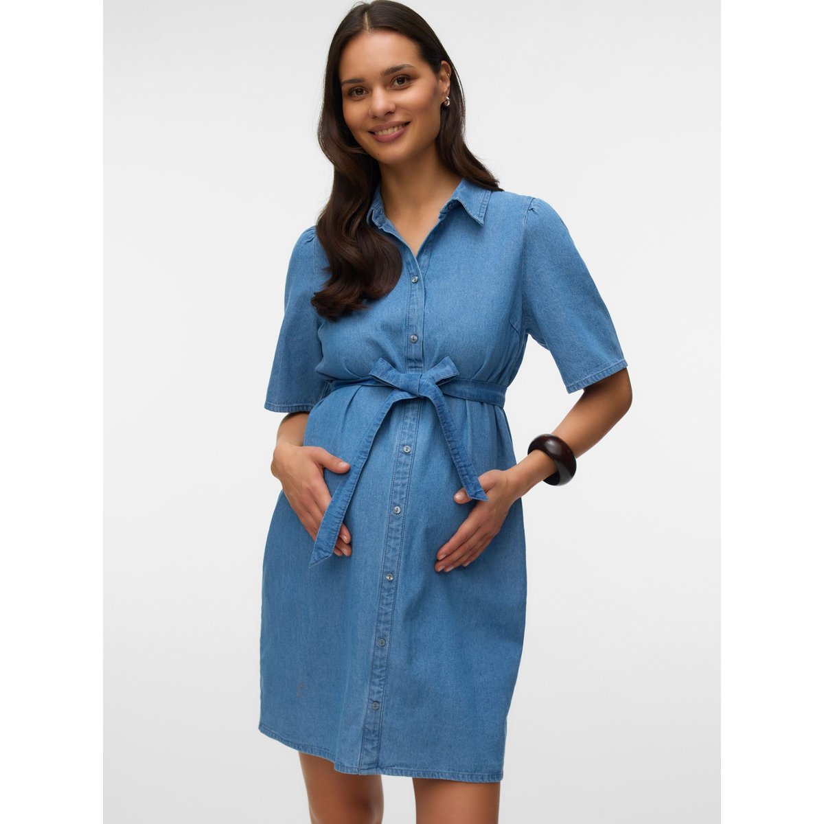 Robe light blue denim, MAMA LICIOUS