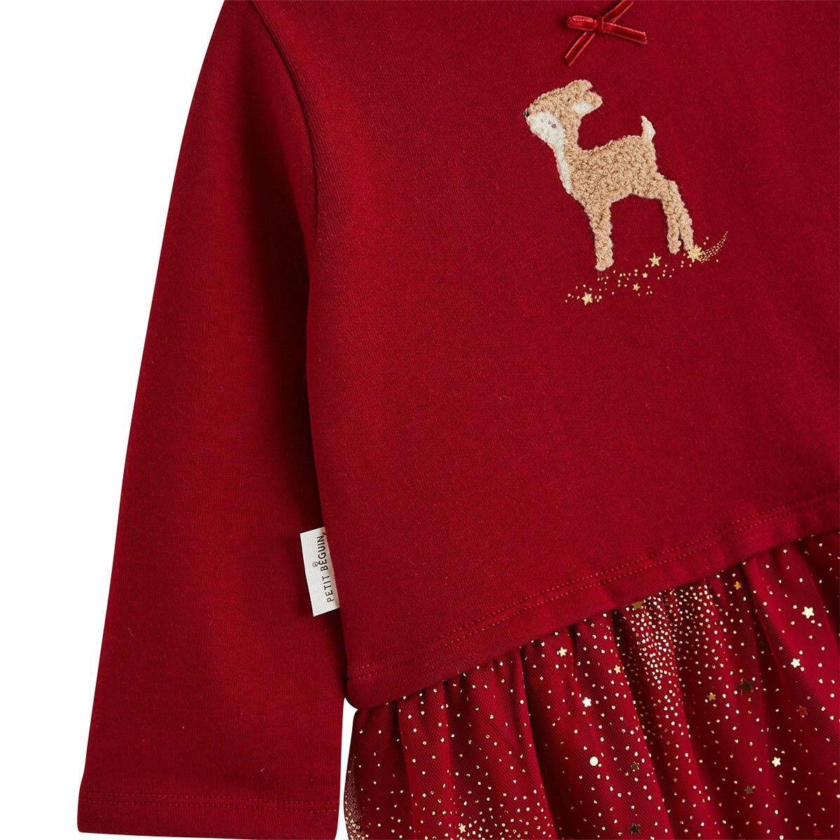 Robe bébé en molleton et tulle Grace bordeaux, PETIT BEGUIN