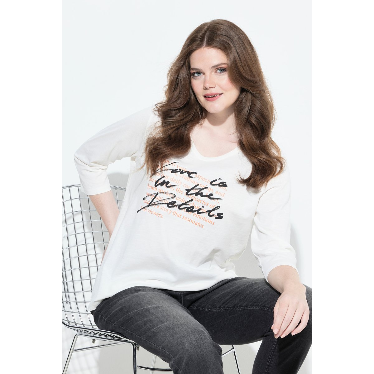 T-shirt à message blanc cassé, ULLA POPKEN
