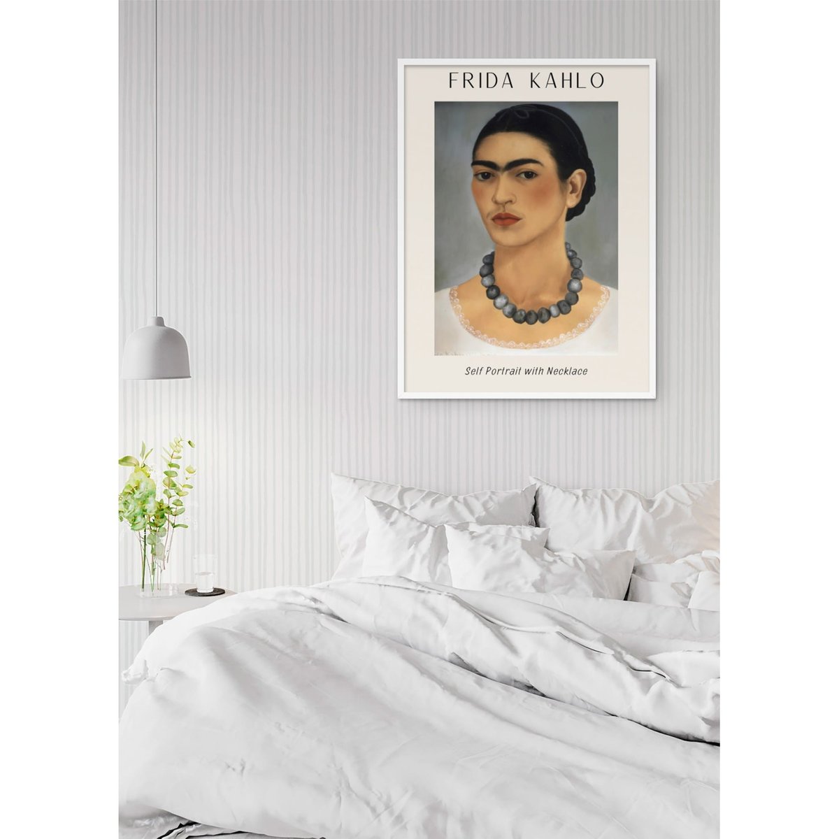 Affiche Frida Kahlo « Self Portrait with Necklace » blanc, L'AFFICHERIE