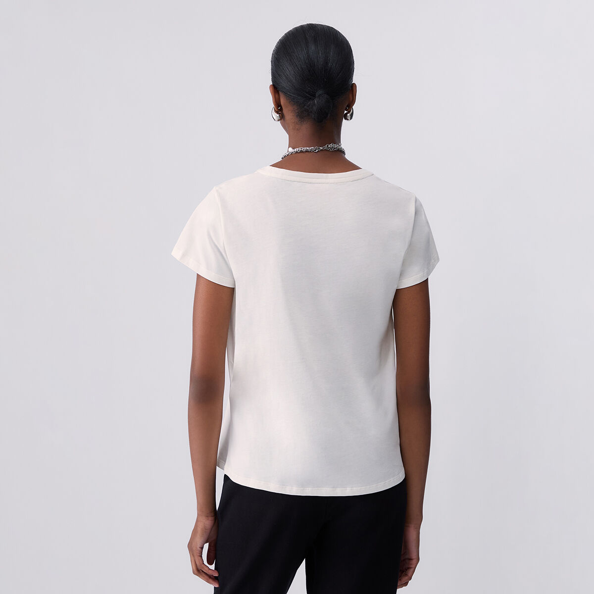 T-shirt en jersey avec logo blanc laine, LIU JO