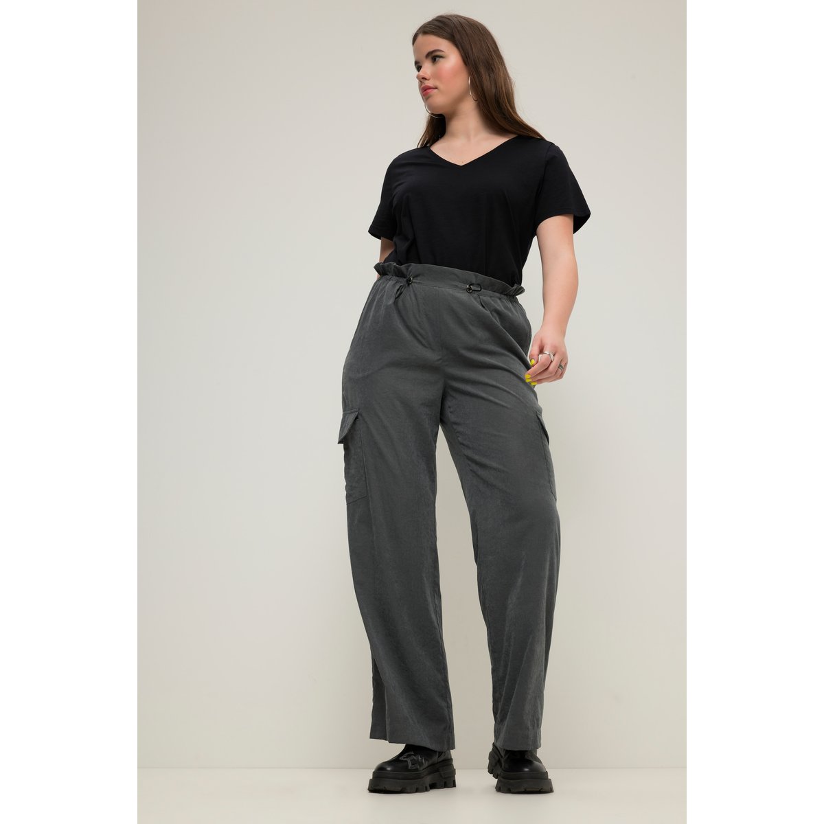 Pantalon cargo à coupe large et droite gris vert, STUDIO UNTOLD