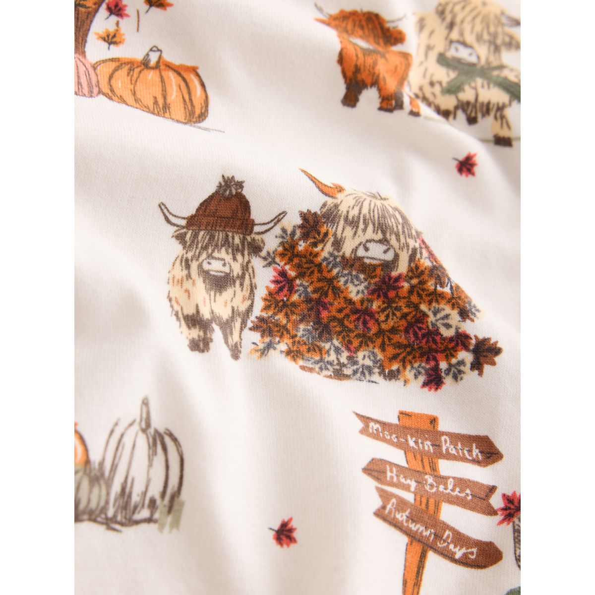Pyjama en jersey de coton crème automnale hamish la vache des highlands, NEXT