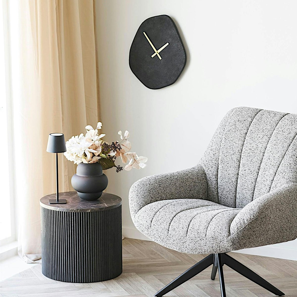 Table basse ronde effet marbre brun pied strié Ø45 cm TORANO marron, PIER IMPORT
