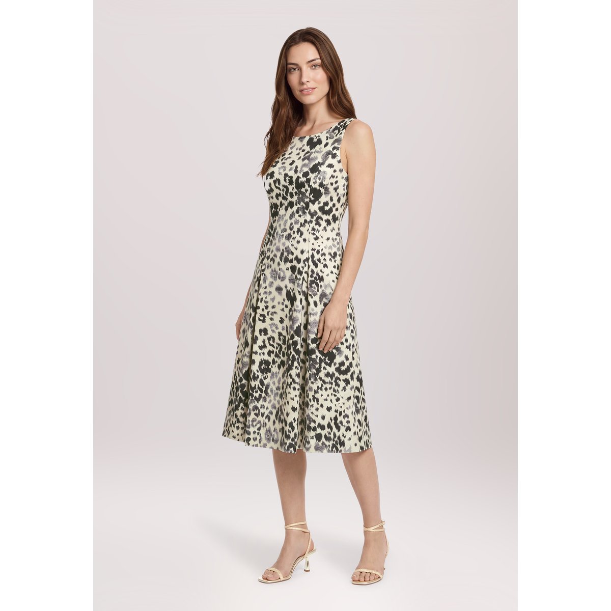 Robe de cocktail à plis creux blanc/noir, VERA MONT