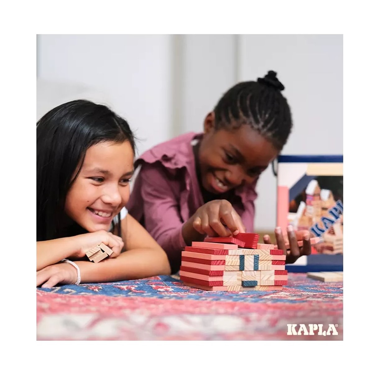 Baril Kapla 120 planchettes bleu rose rouge, KAPLA