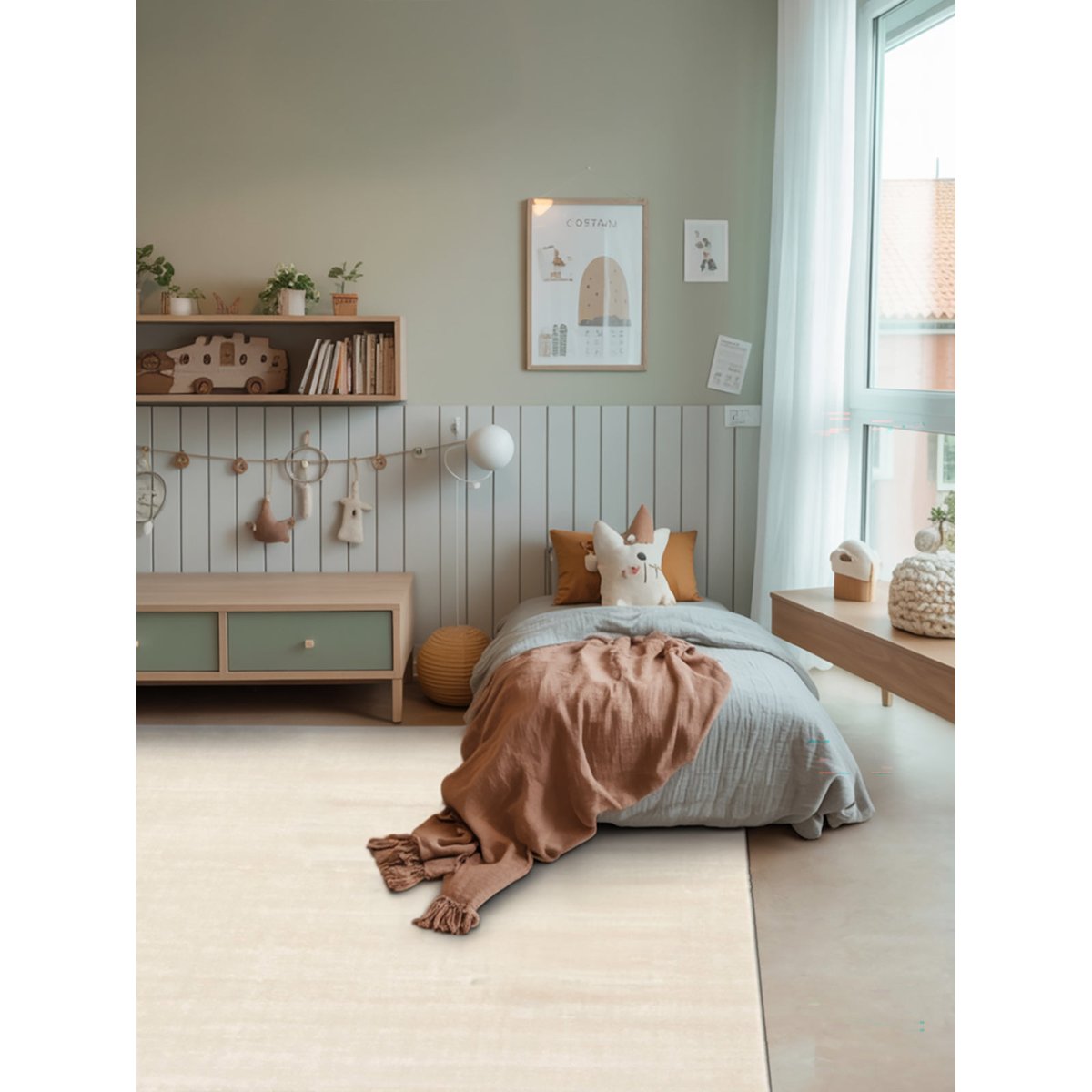 Tapis velours à poils ras KITZBUHEL beige sable, AFK LIVING
