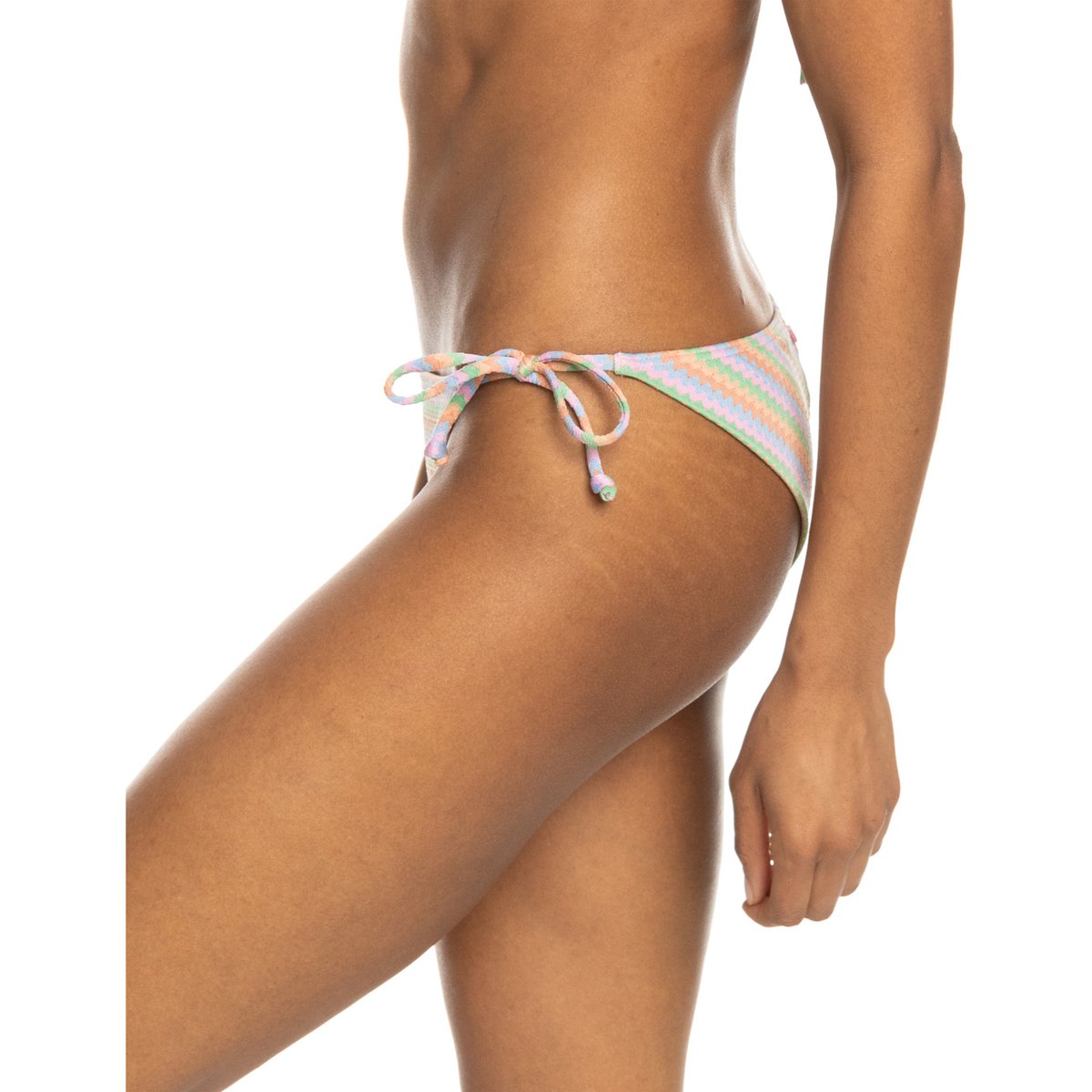 Bas de maillot de bain culotte bikini à nouer sur les côtés WAVY STRIPE. orange papaya wavy stripe s, ROXY