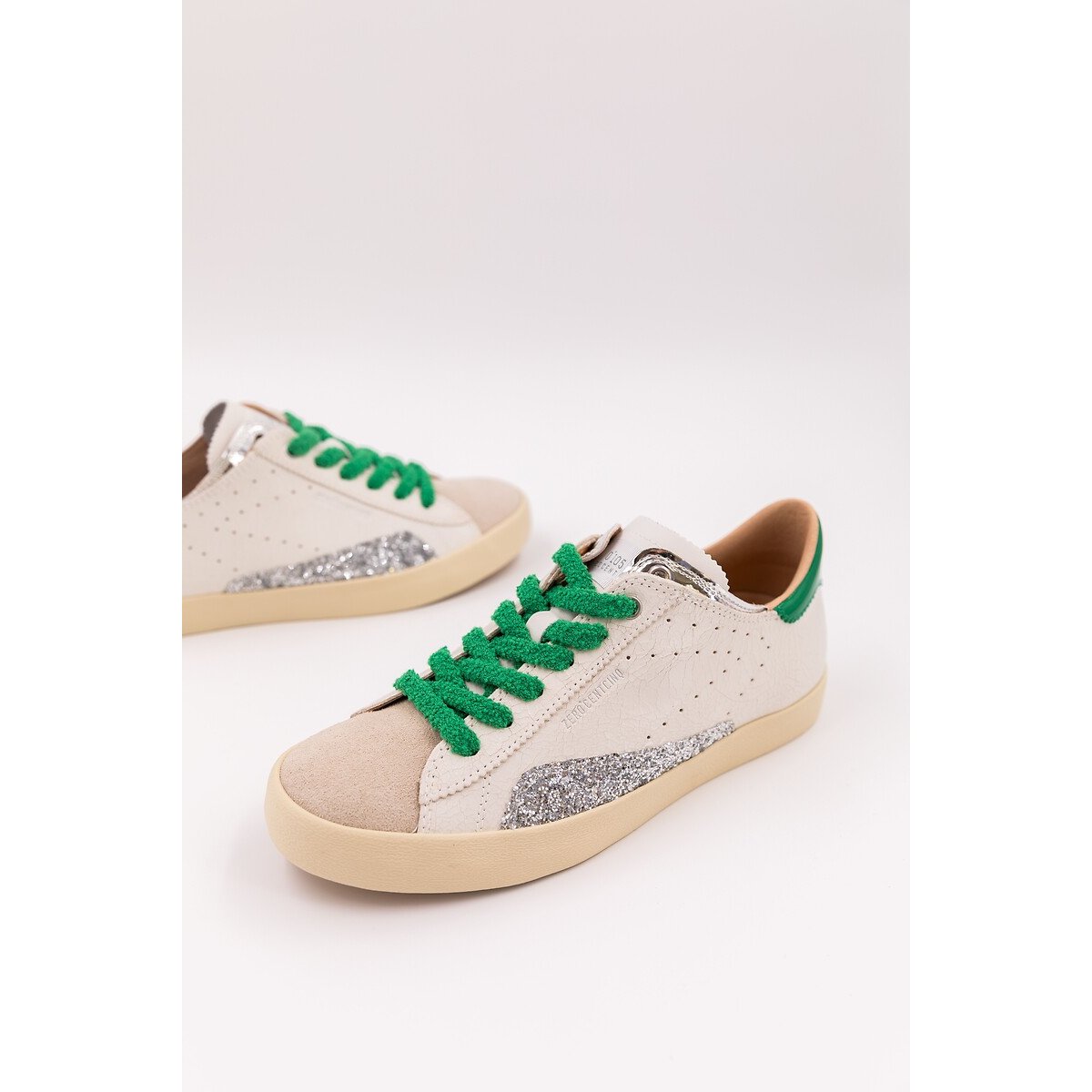 SC06 Leather Trainers white/green, ZERO 105
