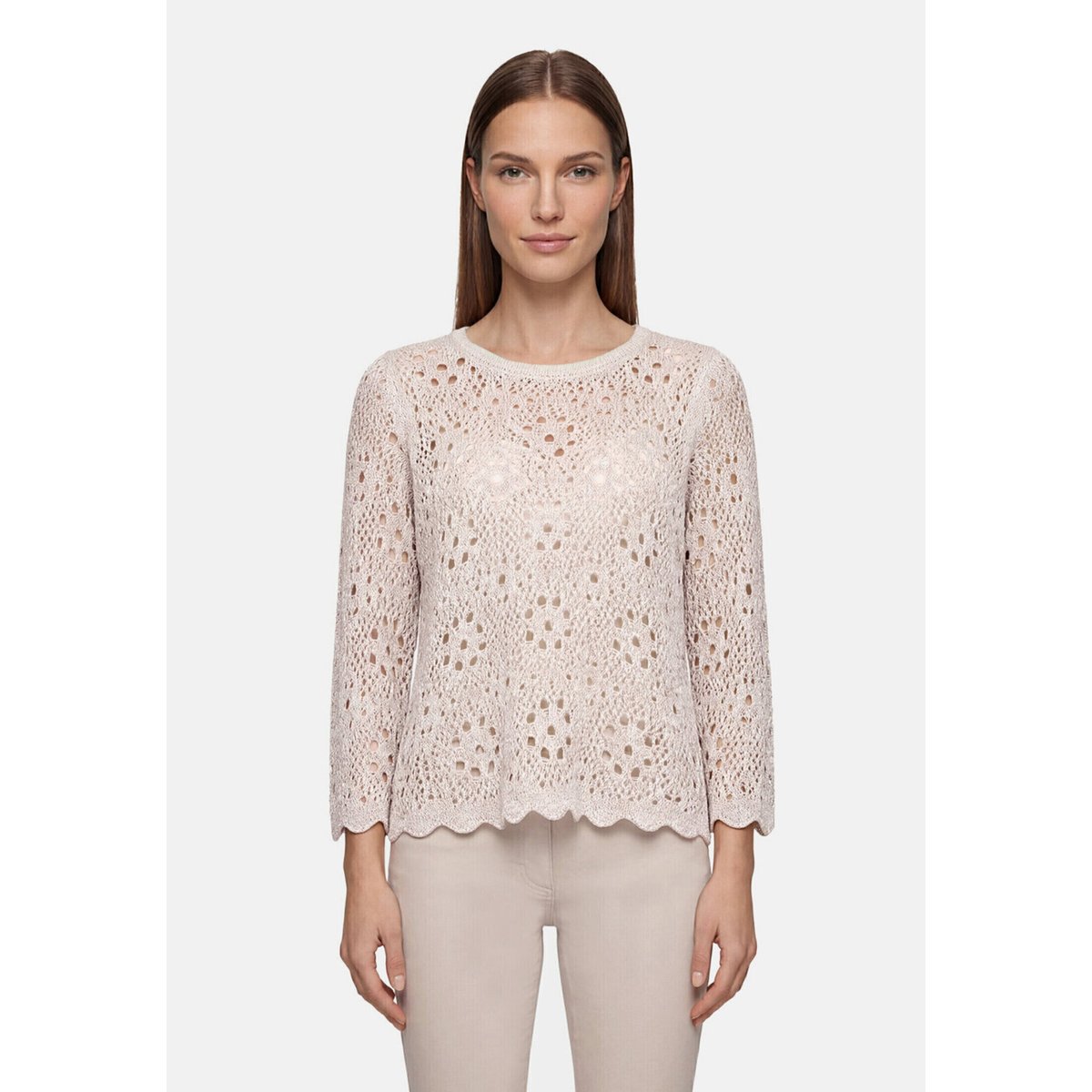 Pull-over en maille à manches 3/4 gris, BETTY BARCLAY
