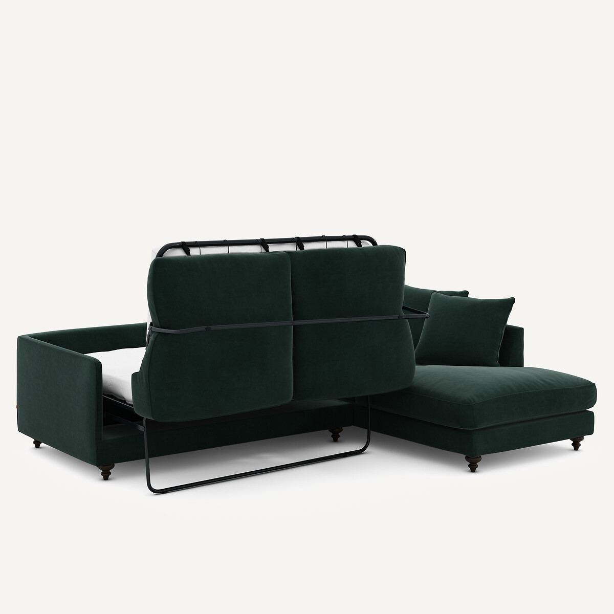 Canapé d'angle convertible velours, Lazare vert tsar, AM.PM
