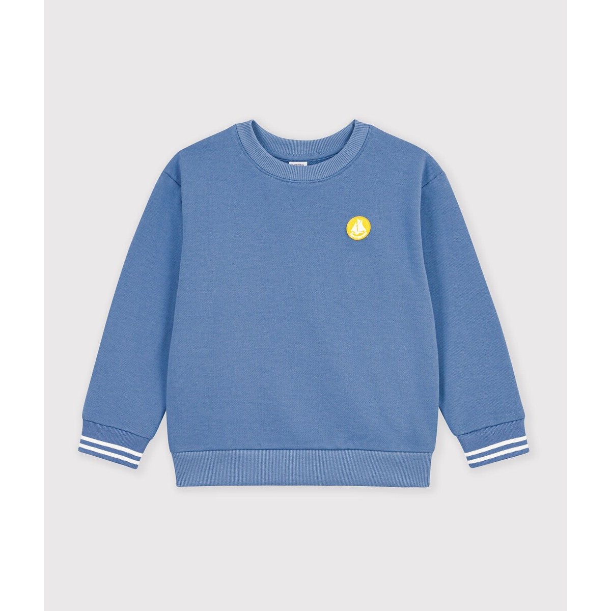 Sweat en coton uni bleu, PETIT BATEAU