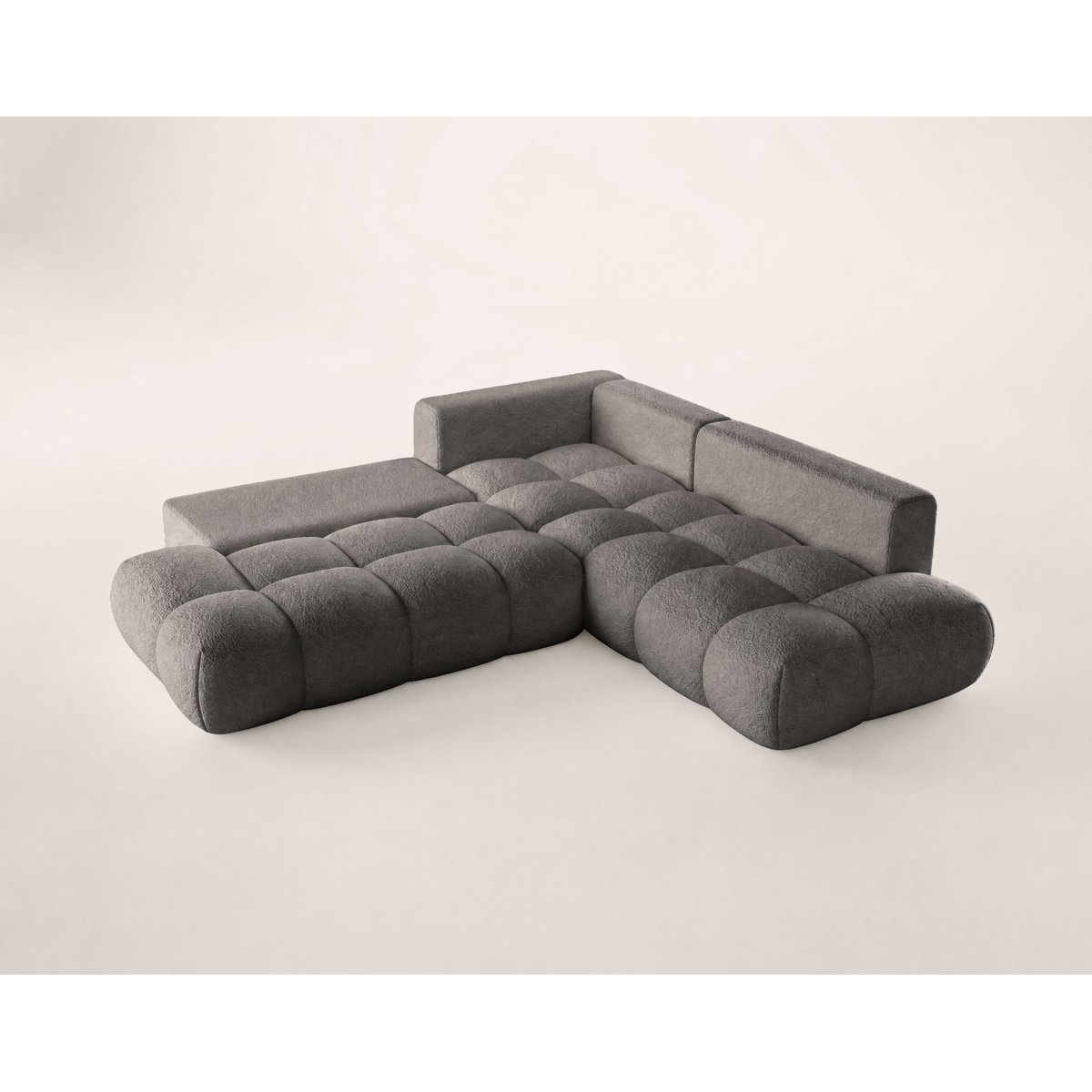 Canapé d'Angle Convertible en Tissu bouclette 5 places - YULIN gris, BEST MOBILIER