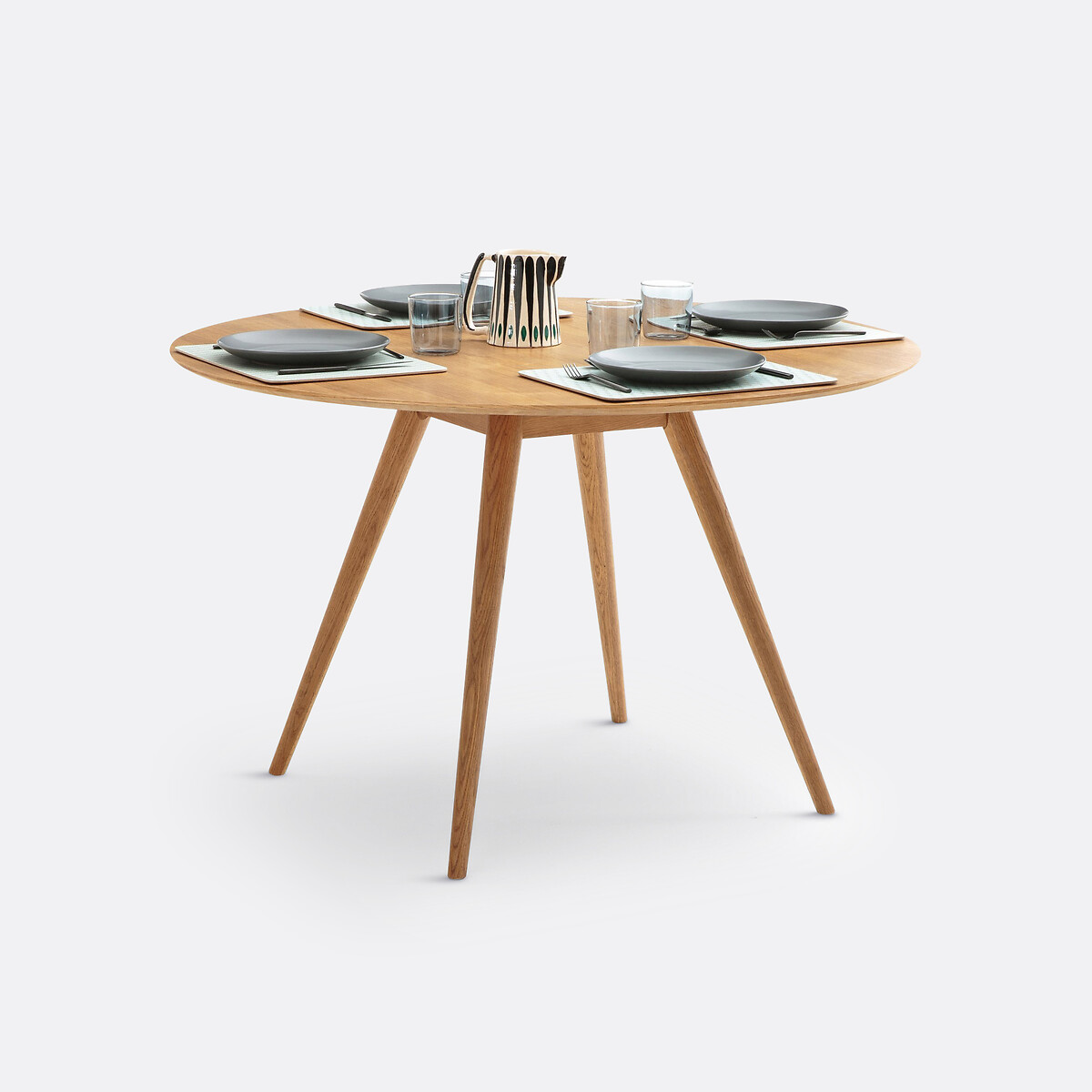 Mesa de comedor, redonda, chapado roble, 4 a 6 comensales, QUILDA roble, LA REDOUTE INTERIEURS