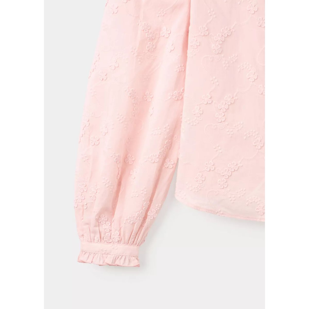 Blouse brodée manches bouffantes rose, MANGO
